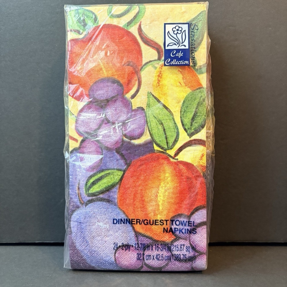 Vintage New Dinner Guest Towel Napkins Tuscan Fruit Sensations Cafe Collection